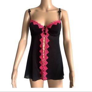 Rampage black and pink babydoll Lacey size medium
